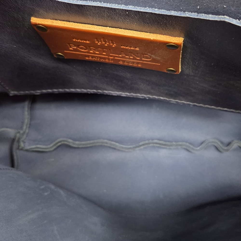 Portland Leather Navy Tote with Tan Straps - Picture 6 of 6